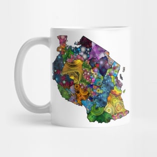 Spirograph Patterned Tanzania Regions Map Mug